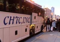 A bus picks up customers who were waiting inside the Double Happyness terminal.  THE NEWS JOURNAL/ANDRE L. SMITH