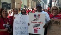 Fred Lawrence and Chicago teachers at rally